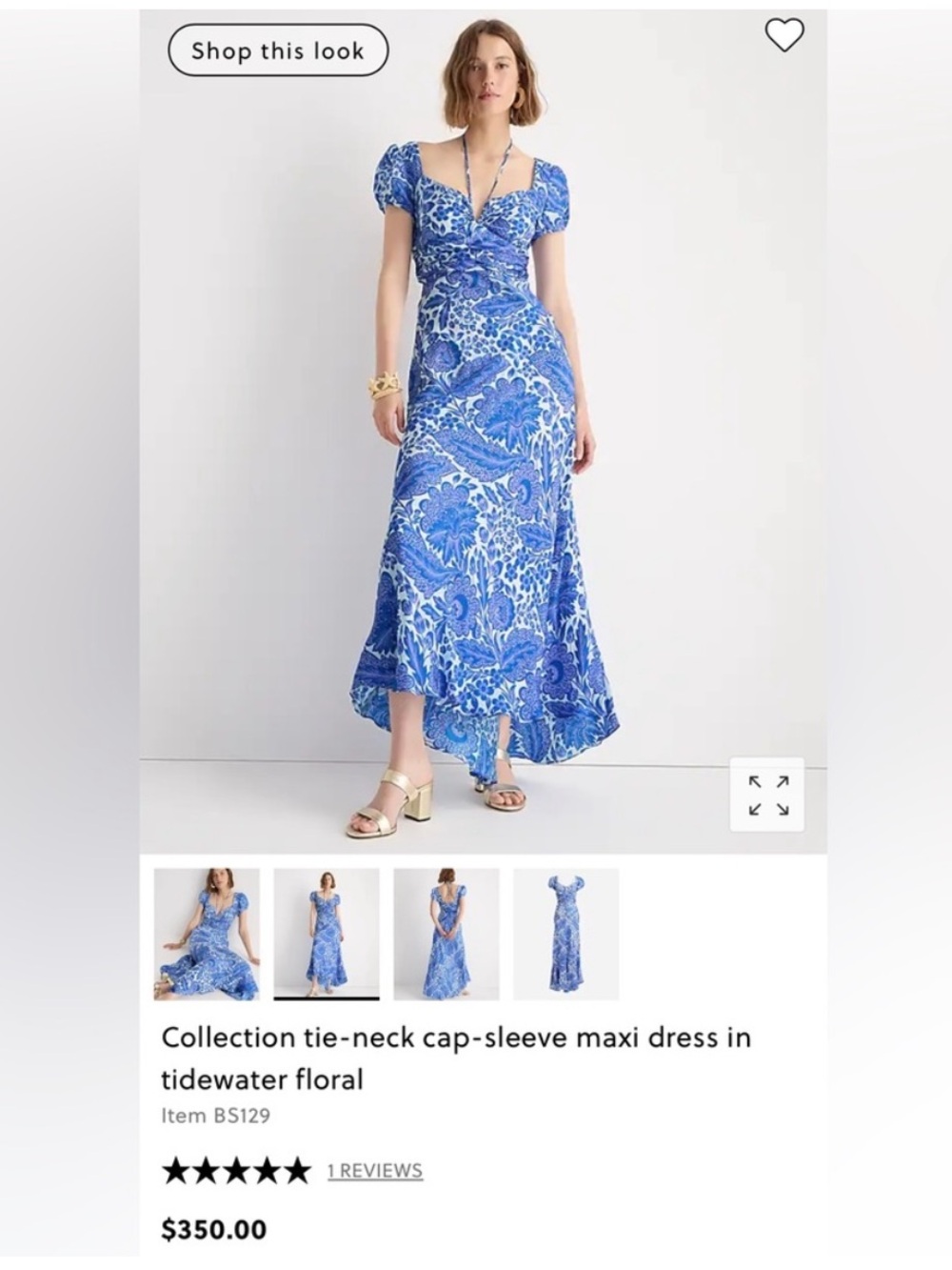 J.Crew Collection tie-neck cap-sleeve maxi dress in tidewater floral